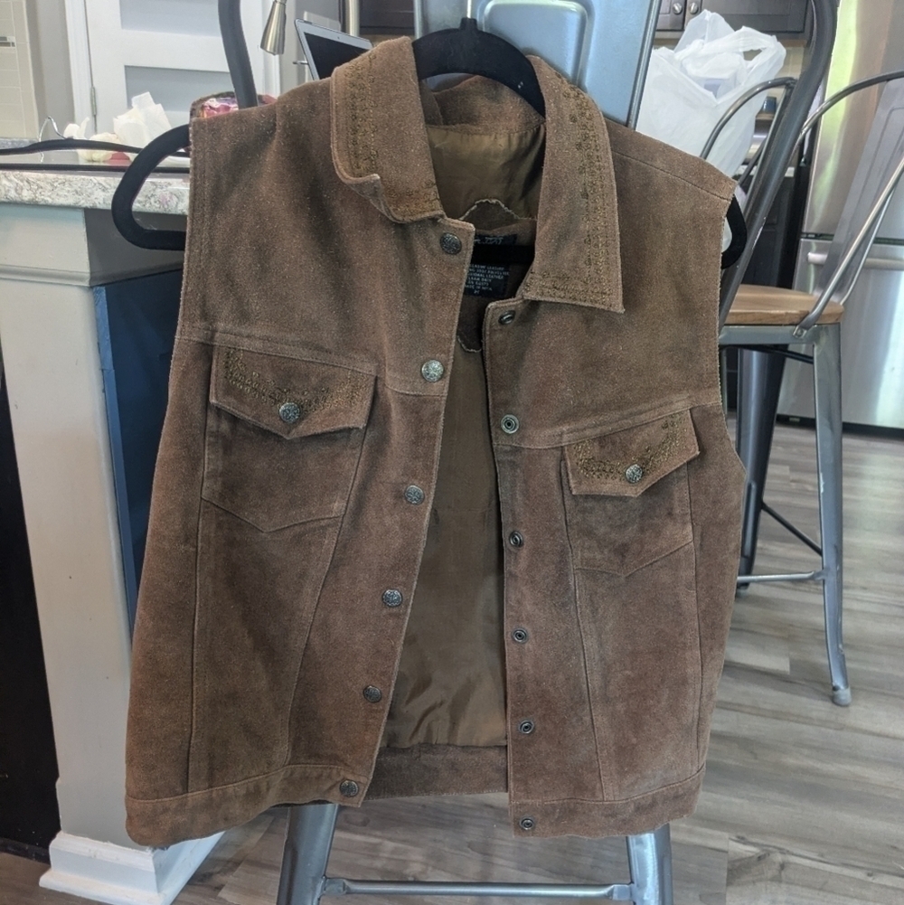 Vintage Agapo Collection Embroidered Leather Vest